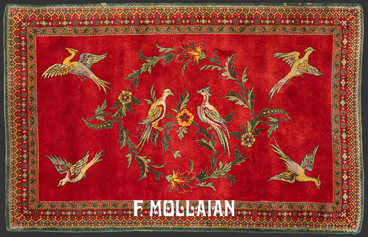 Cherry Field with Birds and Flower Rings, An European Rug n°:96823813